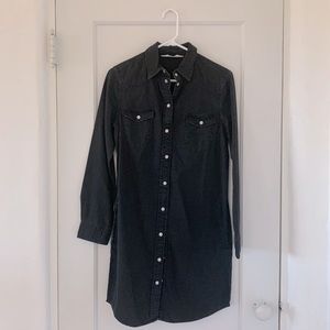 &Denim Long Sleeve Shirt Dress